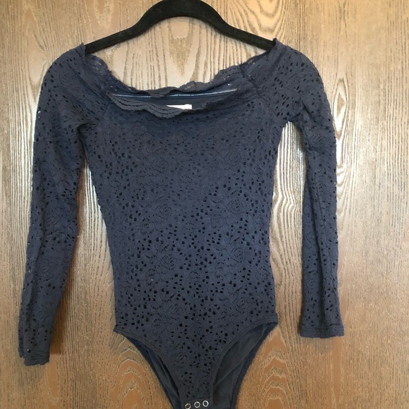 Hollister Navy Blue Lace Off Shoulder Bodysuit - Picture 11 of 11